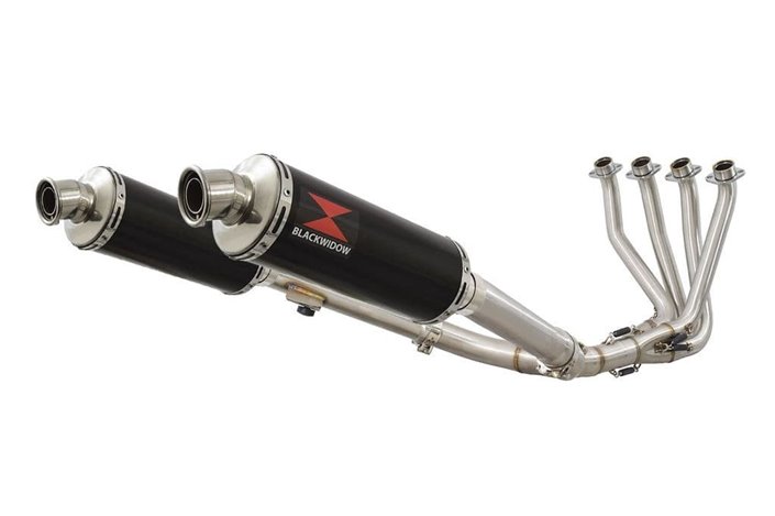 4-2 Exhaust System + 300mm Round Black Stainless Silencers HONDA CBR 1100 XX Blackbird Black Widow