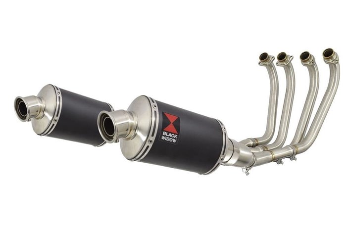 4-2 Exhaust System 230mm Oval Black Stainless Silencers YAMAHA XJR1200 XJR 1200 Black Widow