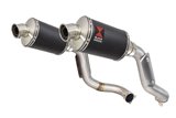 Exhaust High Level Link Pipes + 230mm Oval Black Stainless Silencers HONDA VTR1000 F Superhawk (SC36) Black Widow