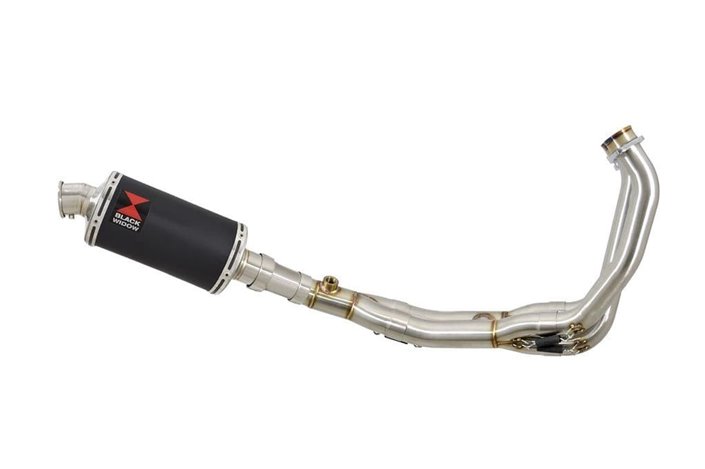 De-Cat Exhaust System Silencieux Ovale De 230 mm En Acier Inoxydable Noir YAMAHA R6 YZF600 2006-2016 Black Widow