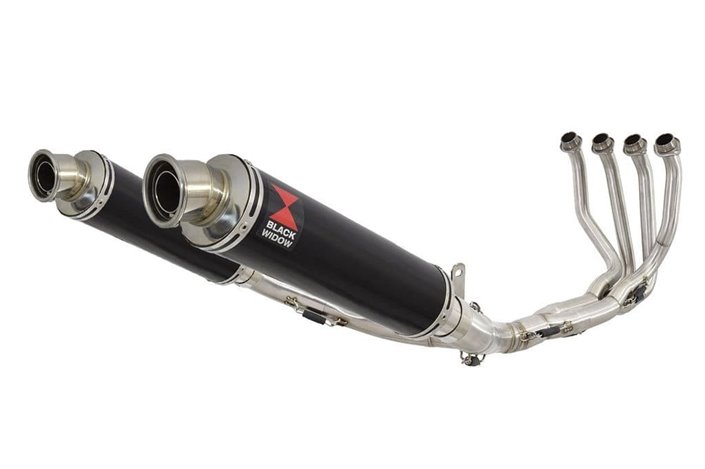 4-2 De-Cat Performance Exhaust System 350mm Round Black Stainless Silencers KAWASAKI Z900RS & Cafe Black Widow