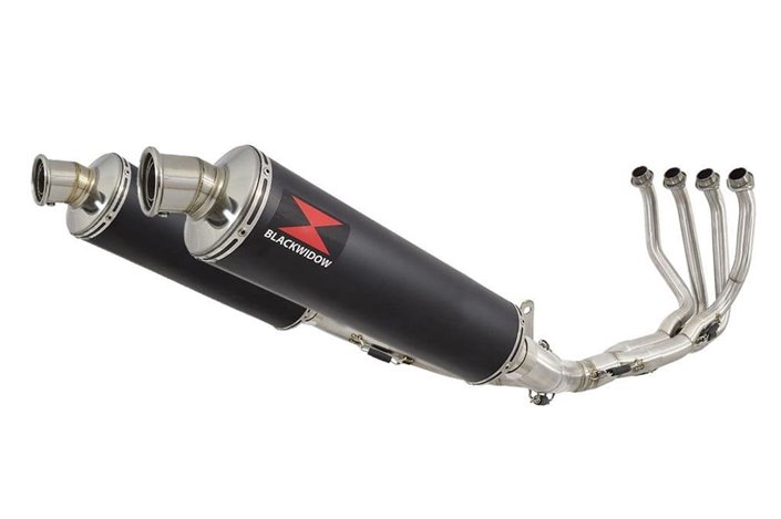 4-2 De-Cat Performance Exhaust System 400mm Round Black Stainless Silencers KAWASAKI Z900RS & Cafe Black Widow