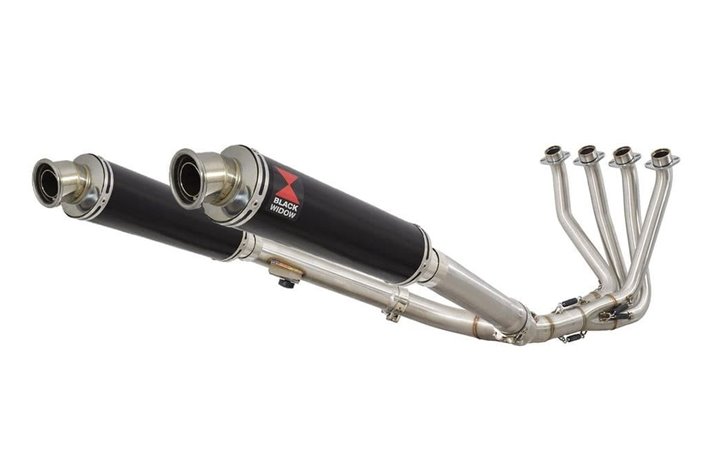 4-2 Exhaust System + 350mm Round Black Stainless Silencers HONDA CBR 1100 XX Blackbird Black Widow