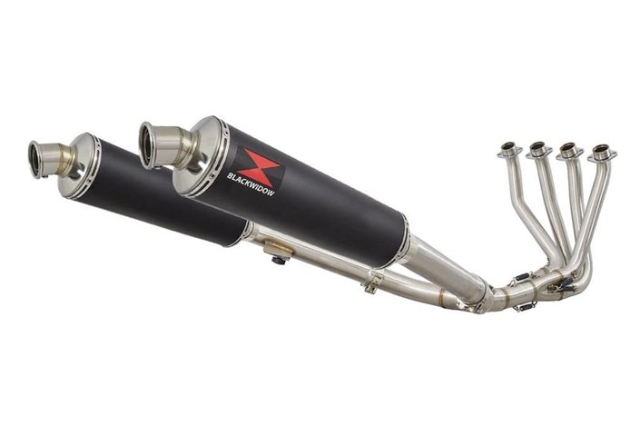 4-2 Exhaust System + 400mm Round Black Stainless Silencers HONDA CBR 1100 XX Blackbird Black Widow