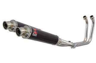 2-2 Full Exhaust System with 350mm Round Black Stainless Silencers YAMAHA TDM 900 Black Widow