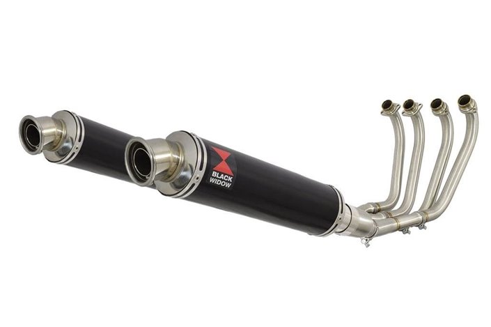 4-2 Exhaust System 350mm Round Black Stainless Silencers YAMAHA XJR1200 XJR 1200 Black Widow