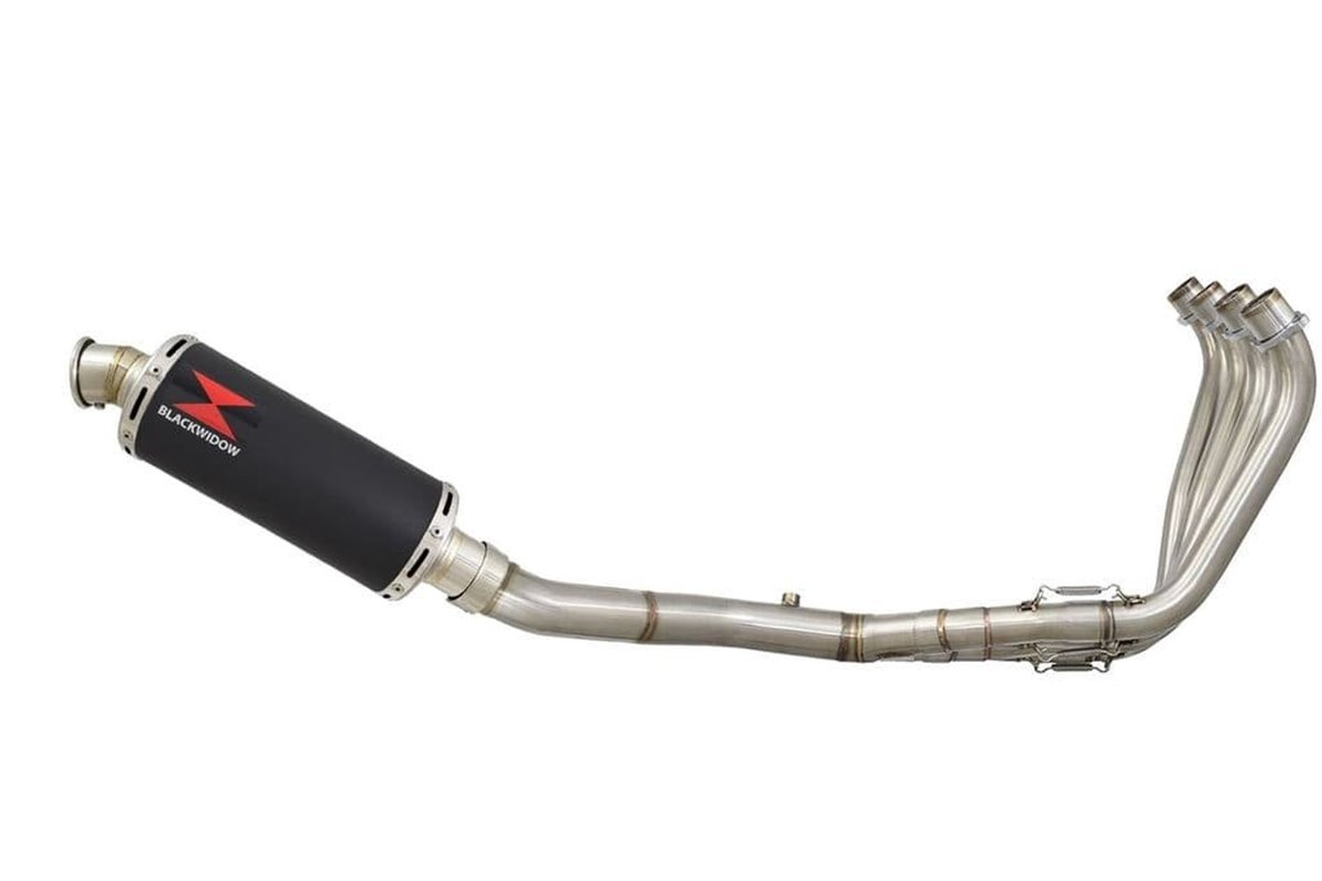 High Level De-Cat Exhaust System 300mm Round Black Silencer HONDA CBR650F 2014-2020 Black Widow