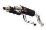 Exhaust High Level Link Pipes + 300mm Round Black Stainless Silencers HONDA VTR1000 F Firestorm (SC36) Black Widow