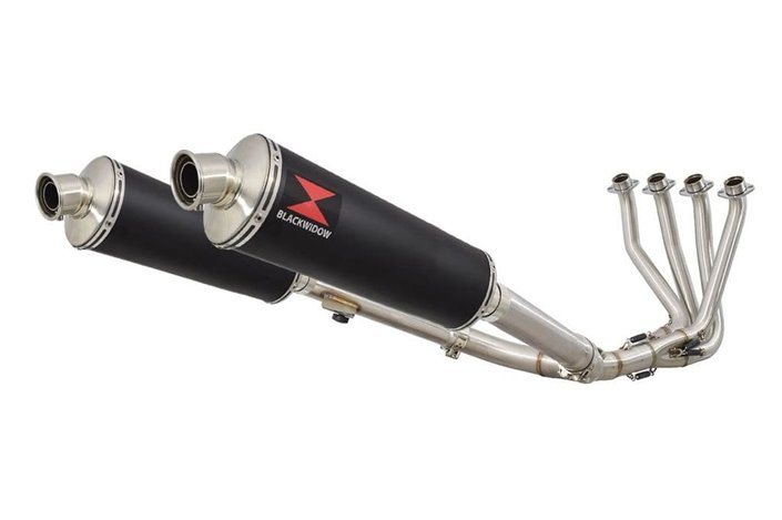 4-2 Exhaust System + 400mm Oval Black Stainless Silencers HONDA CBR 1100 XX Blackbird Black Widow