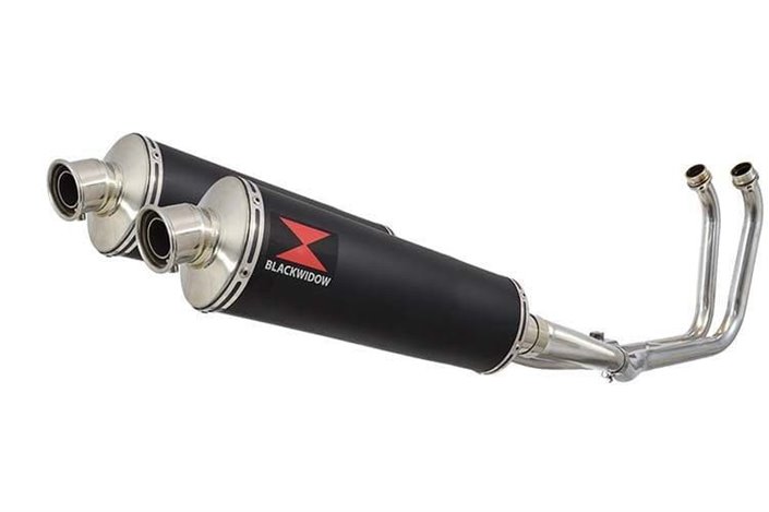 2-2 Full Exhaust System with 400mm Oval Black Stainless Silencers YAMAHA TDM 900 Black Widow