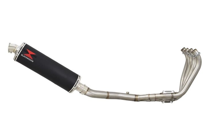 High Level De-Cat Exhaust System 400mm Oval Black Stainless Silencer HONDA CBR650F 2014-2020 Black Widow