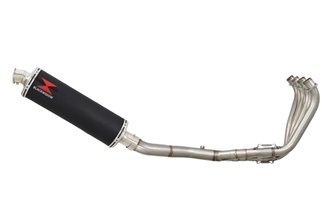 High Level De-Cat Exhaust System 400mm Oval Black Stainless Silencer HONDA CB650F 2014-2020 Black Widow