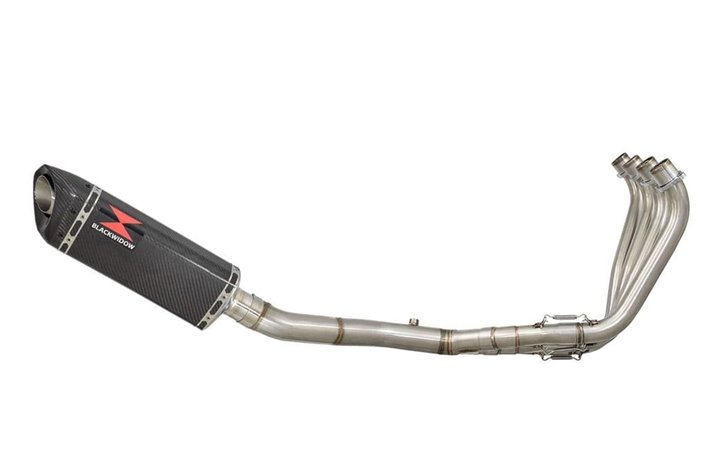 High Level De-Cat Exhaust System 300mm Tri Oval Full Carbon Silencer HONDA CB650F 2014-2020 Black Widow