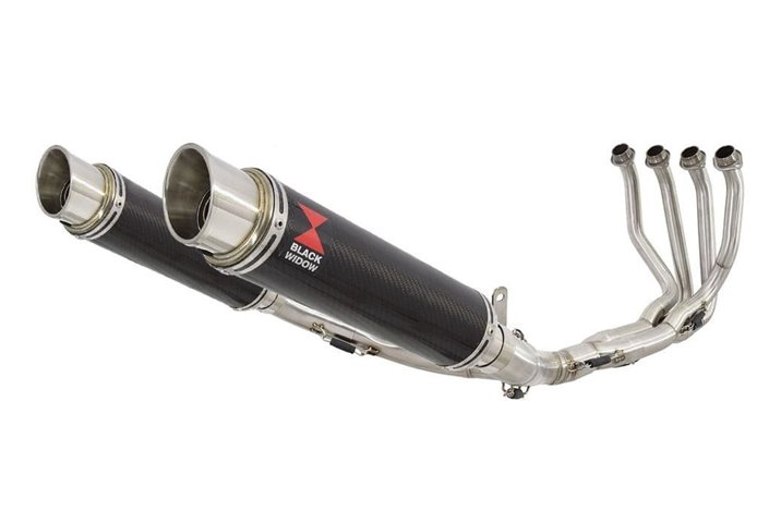 4-2 De-Cat Performance Exhaust System 350mm GP Round Carbon Silencers KAWASAKI Z900RS & Cafe Black Widow