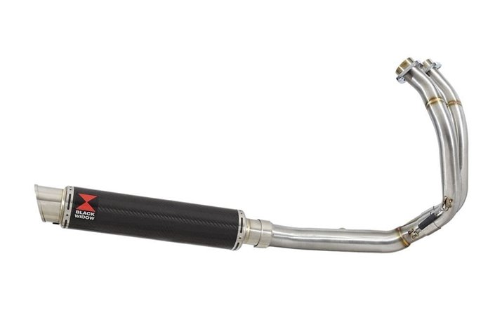 Low Level De Cat Exhaust System 350mm GP Round Carbon Silencer KAWASAKI Z-650 Black Widow