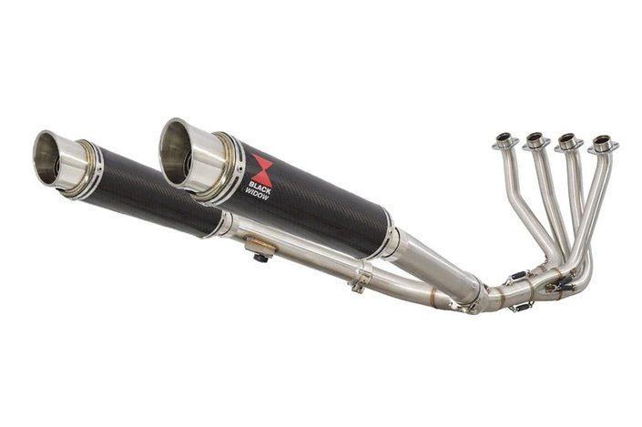 4-2 Exhaust System + 350mm GP Round Carbon Silencers HONDA CBR 1100 XX Blackbird Black Widow