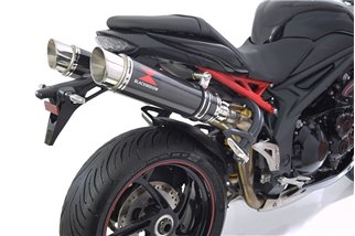 Kit Terminale Di Scarico Doppio 360mm Gp Round Carbonio TRIUMPH Speed Triple 1050 S R 2011-2015 Black Widow