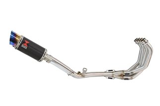 Race De Cat Exhaust System + 200mm Round Blue Tip Carbon Silencer HONDA CB600 (PC41) Hornet 2007-2013 Black Widow