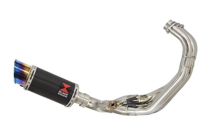 De-Cat Exhaust Silencieux En Carbone Avec Embout Rond Bleu De 200 mm YAMAHA MT09 2013-2020 Black Widow