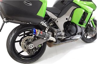 4-2 Con Silenziatori Di Scarico Borse Laterali 200mm Punta Tonda Blu Carbonio KAWASAKI Z1000 2010-2019 Black Widow