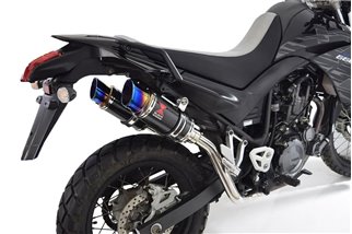 Terminali Di Scarico Con Punte Rotonde Blu Carbonio Da 200 mm YAMAHA XT 660 XT660X XT660R 2004-2016 Black Widow