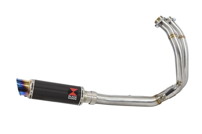 De Cat Full Exhaust System 230mm GP Round Blue Tip Carbon Silencer KAWASAKI KLE 650 VERSYS 2015-2021 Black Widow