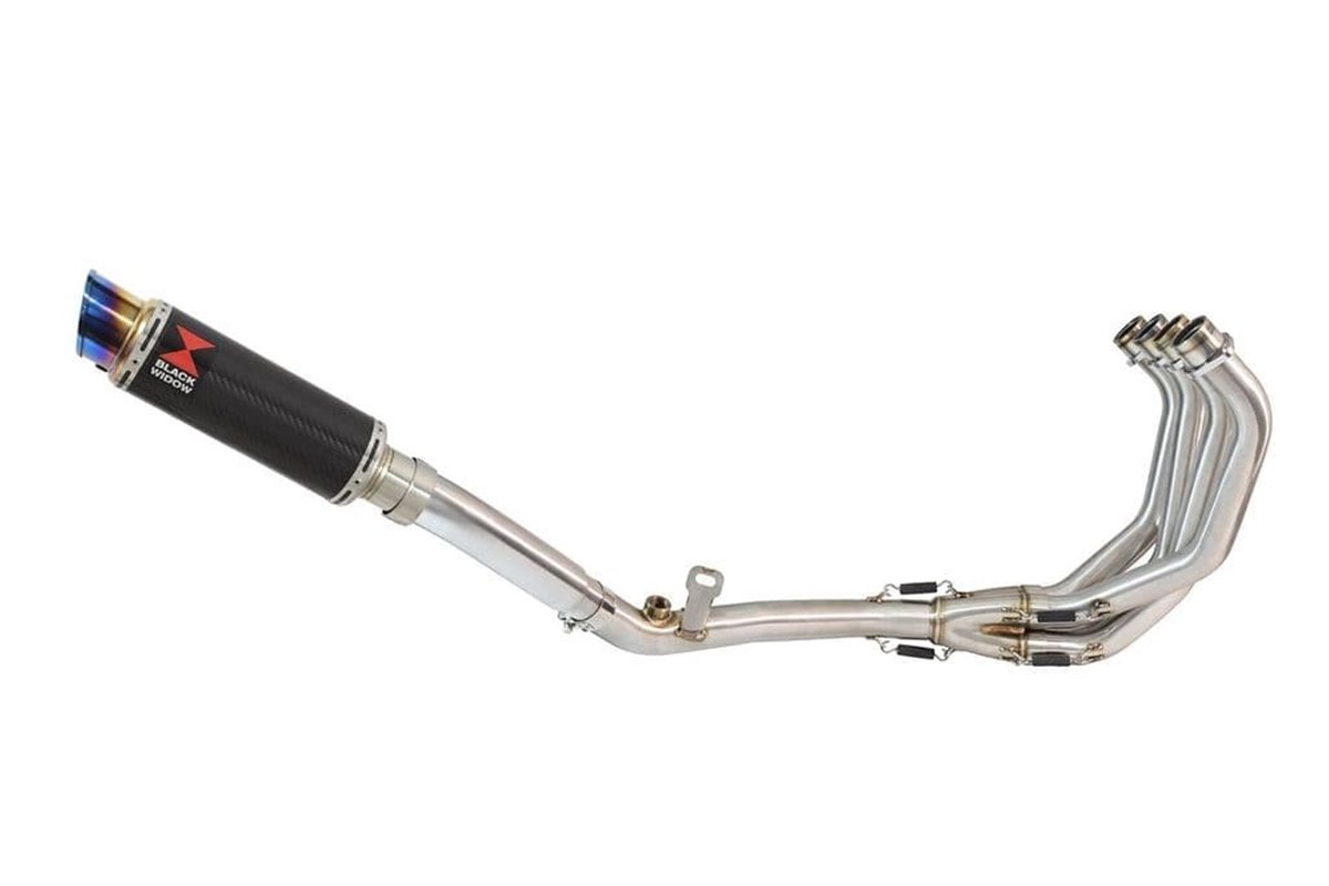 Race De Cat Exhaust System + 230mm GP Round Blue Tip Carbon Silencer HONDA CB600 (PC41) Hornet 2007-2013 Black Widow