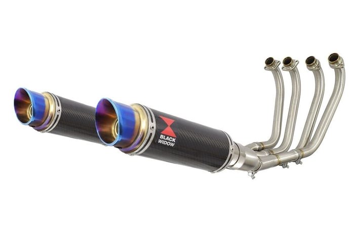 4-2 Exhaust System 230mm GP Round Blue Tip Carbon Silencers YAMAHA XJR1200 XJR 1200 Black Widow