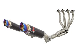 4-2 De Cat Exhaust System 230mm GP Round Blue Tip Carbon Silencers KAWASAKI Z1000 Z1000 R 2010-2020 Black Widow