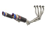 4-2 De Cat Exhaust System 230mm GP Round Blue Tip Carbon Silencers KAWASAKI Z1000 Z1000 R 2010-2020 Black Widow