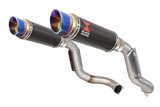 Tubi Di Scarico Di Alto Livello + Silenziatori Gp Round Blue Tip Da 230 mm In Carbonio HONDA VTR1000 F Firestorm (SC36) Black Wi