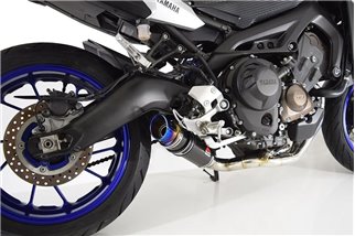 De-cat Exhaust System 230mm GP Round Blue Tip Carbon Silencer YAMAHA MT09 2013-2020 Black Widow