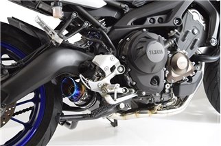 De-Cat Exhaust System 230mm GP Round Blue Tip Carbon Silencer YAMAHA MT09 MT-09 Tracer: Tracer GT Black Widow