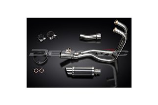 Komplette Abgasanlage für Kawasaki Er5 1996–07. 200 mm runder Carbon-Schalldämpfer