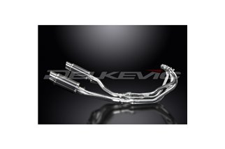 Komplette Abgasanlage für Yamaha Xj600 Diversion 1992–04. 200 mm runde Carbon-Schalldämpfer