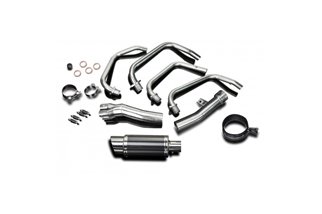 Complete exhaust system round carbon silencer 200mm kawasaki zr-7 1999 2004