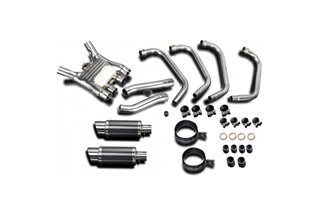 Complete exhaust system round carbon silencers 200mm yamaha fj1200 1986 1987