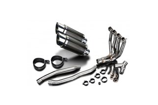 Full exhaust system round carbon silencers 200mm kawasaki zzr1400 2006 2007