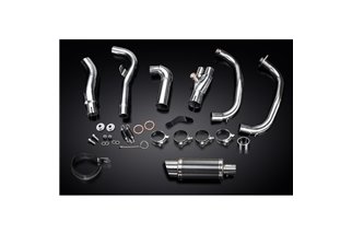 Komplette Abgasanlage für Kawasaki Ninja 300 2013–19, 2–1, runder Carbon-Schalldämpfer, 200 mm