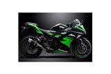 Komplette Abgasanlage für Kawasaki Ninja 300 2013–19, 2–1, runder Carbon-Schalldämpfer, 200 mm