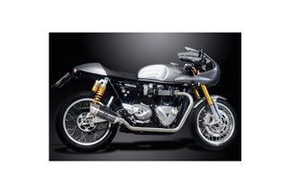 Komplette Abgasanlage für 1200 Thruxton R/Rs 16–22 Mini, runder 200-mm-Karbonfaser-Schalldämpfer 2–2