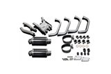 Komplette Abgasanlage 225 mm ovale Carbon-Schalldämpfer Yamaha FJ1200 1988 1990