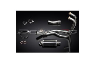 Sistema di scarico completo per Kawasaki Er5 1996-07 Silenziatore ovale in carbonio da 225 mm