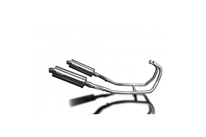 Complete exhaust system for Kawasaki Gpz500S 2-2 Bsau Oval Stainless Steel Silencers 350mm