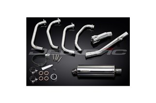 Sistema di scarico completo per Suzuki Gsx750F Sports 98-06 Silenziatore Ovale Inox 350mm