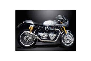 Sistema di scarico completo per 1200 Thruxton R/Rs 16-22 Ovale 350mm Silenziatore Inox 2-2