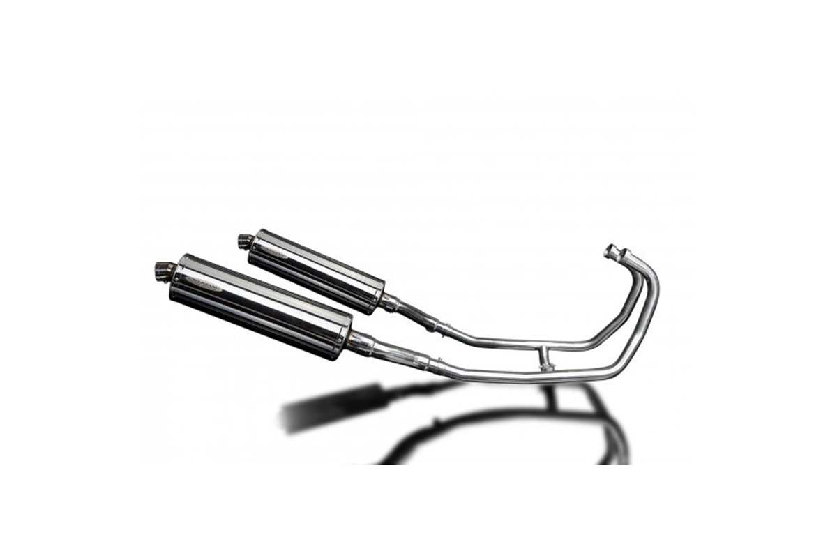 Complete exhaust system for Kawasaki Gpz500S 2-2 Bsau Oval Stainless Steel Silencers 450mm