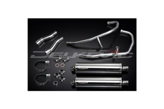 Sistema di scarico completo per Kawasaki Gpz500S 2-2 Silenziatori Bsau Ovali Inox 450mm