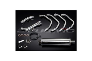 Sistema di scarico completo per Suzuki Gsf1250 Bandit 07-16 Silenziatore Ovale Inox 450mm