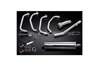 Sistema di scarico completo per Suzuki Gsx750F Sports 98-06 Silenziatore Ovale Inox 450mm